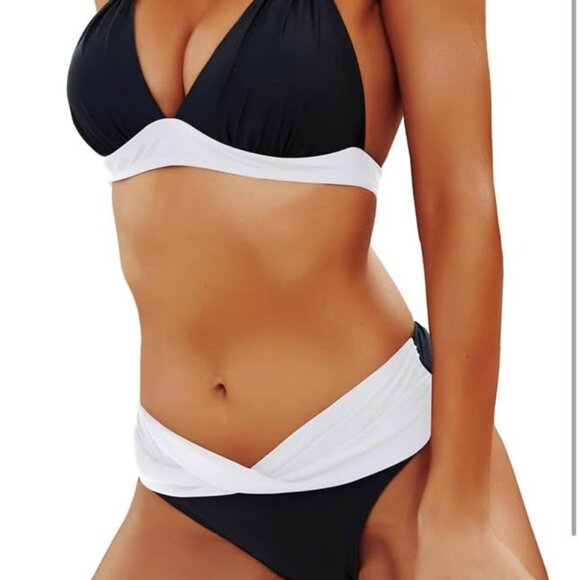 NWT Yonique Women Two Piece Bathing Suit Push Up Bikini Set Halter Swimsuit XL - Picture 7 of 9